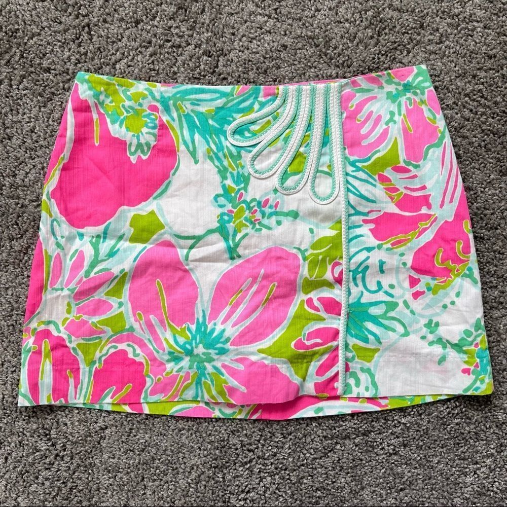 Lilly Pulitzer Jasmine Skort in Flamingo Pink "Don't Give a Cluck" Women’s Sz 0